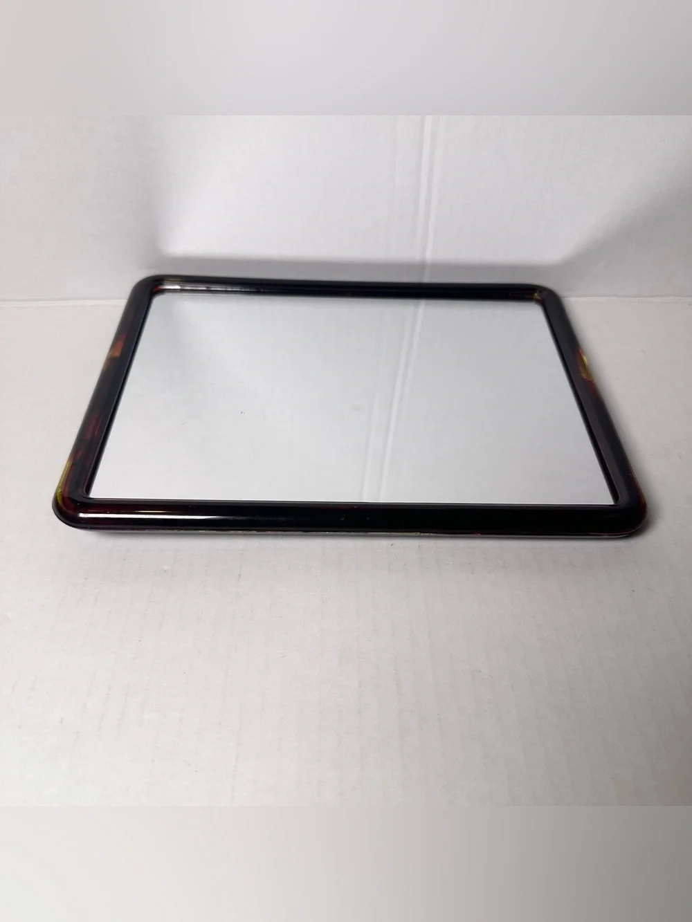 VTG Rare 70s Tortoiseshell Vanity Tabletop Hollywood Regency MCM MIRROR 7x9.25”